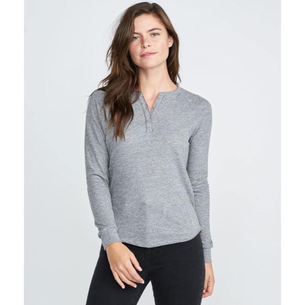Marine Layer Gray Double Knit Henley Top